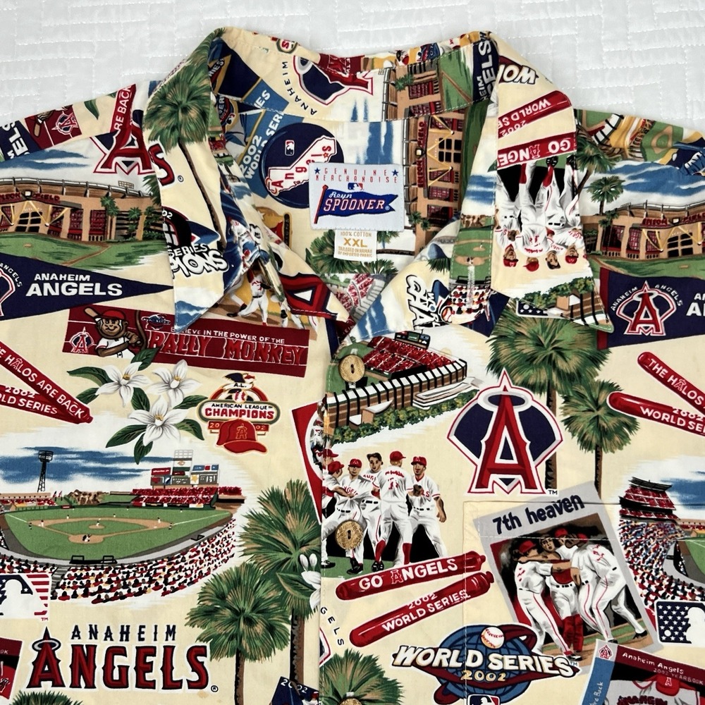 Vintage Reyn Spooner Anaheim Angels 2002 World Series Shirt 2XL MLB Hawaiian